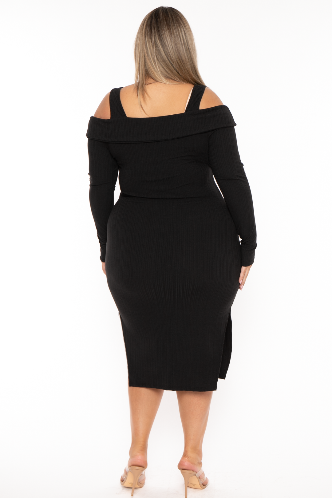 Plus size black bodycon midi dress sales