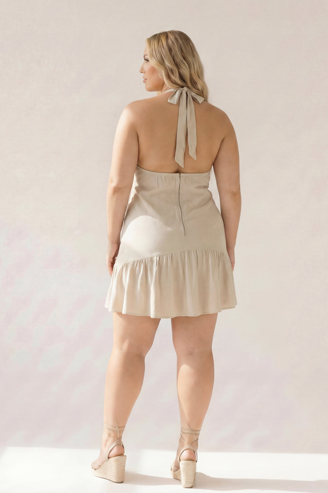 Women's Plus Size Iris Lace Up Dress - Natural