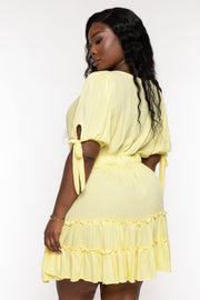 Curvy Sense Dresses Plus Size Isabel Tiered Ruffle Dress  - Yellow