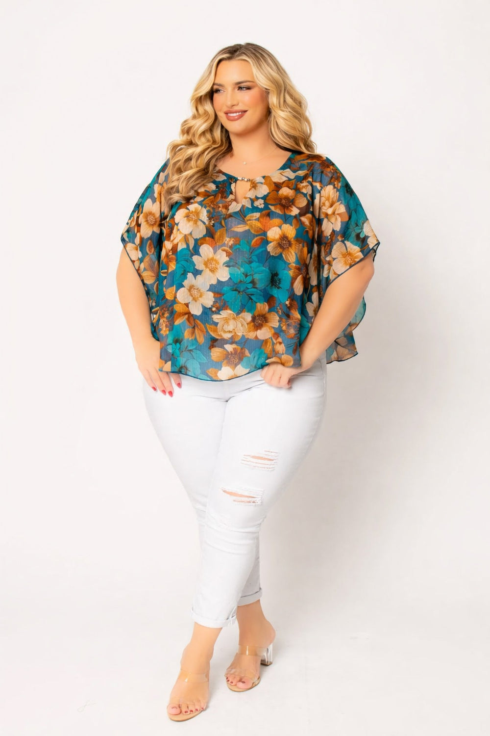Winslow Dresses Plus Size Isabella Floral Blouse - Turquoise
