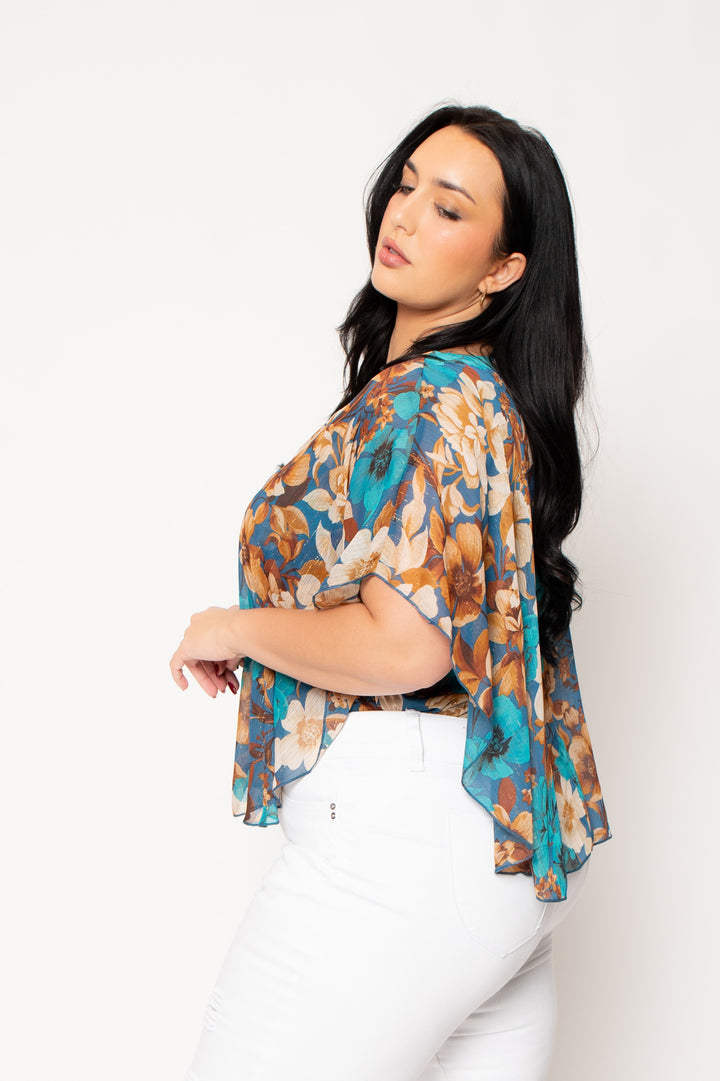 Winslow Dresses Plus Size Isabella Floral Blouse - Turquoise