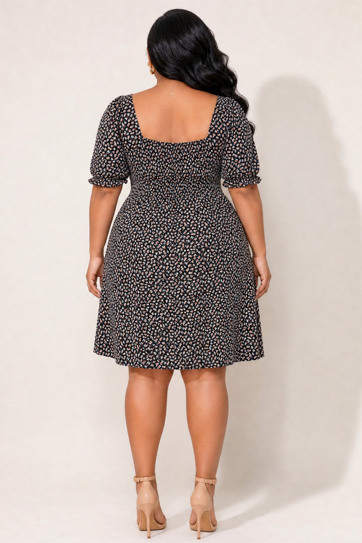 Curvy Sense Inc. Dresses Plus Size Isabella Sweetheart Dress- Black/Ivory