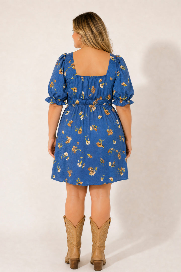 Curvy Sense Inc. Dresses Plus Size Isabella Sweetheart Dress- Blue