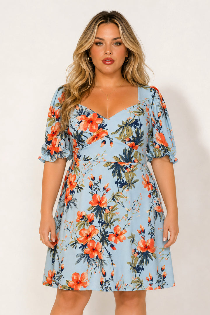 Curvy Sense Inc. Dresses Plus Size Isabella Sweetheart Dress- Light Blue