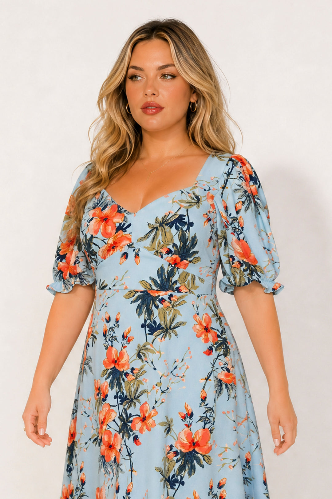 Curvy Sense Inc. Dresses Plus Size Isabella Sweetheart Dress- Light Blue