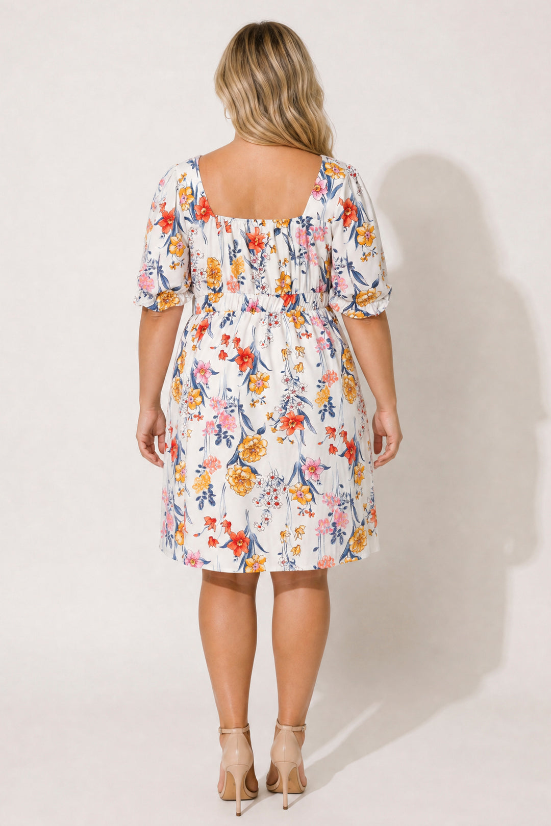 Curvy Sense Inc. Dresses Plus Size Isabella Sweetheart Dress- White/Orange