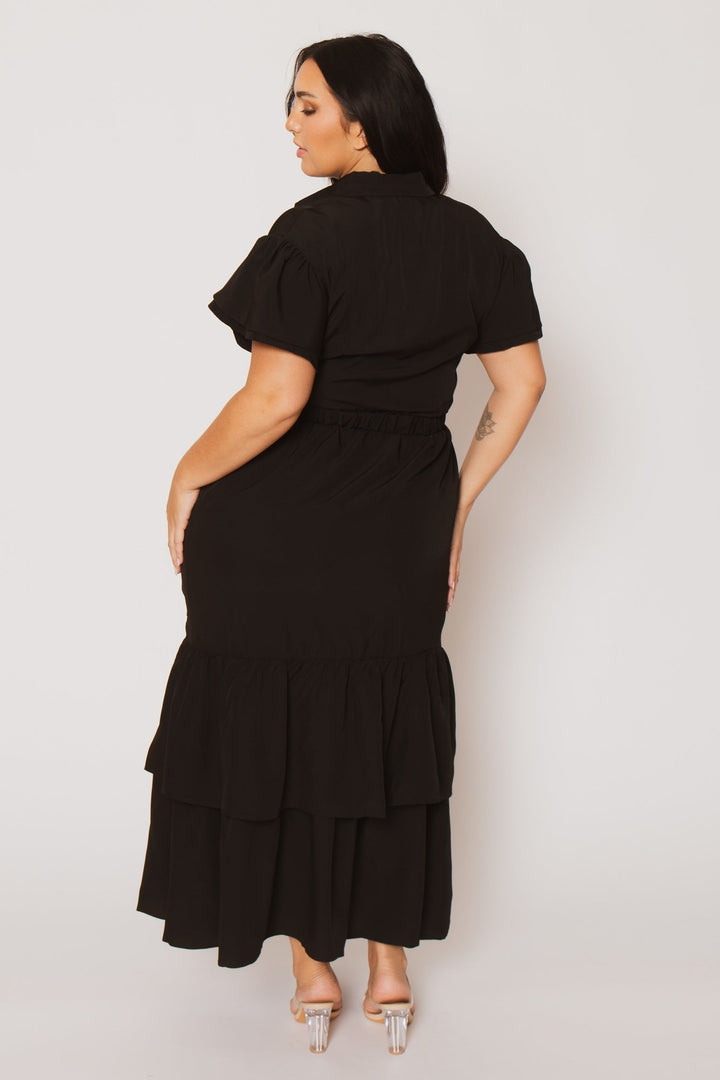 Fashion Space Dresses Plus Size Isla Tiered Dress -Black