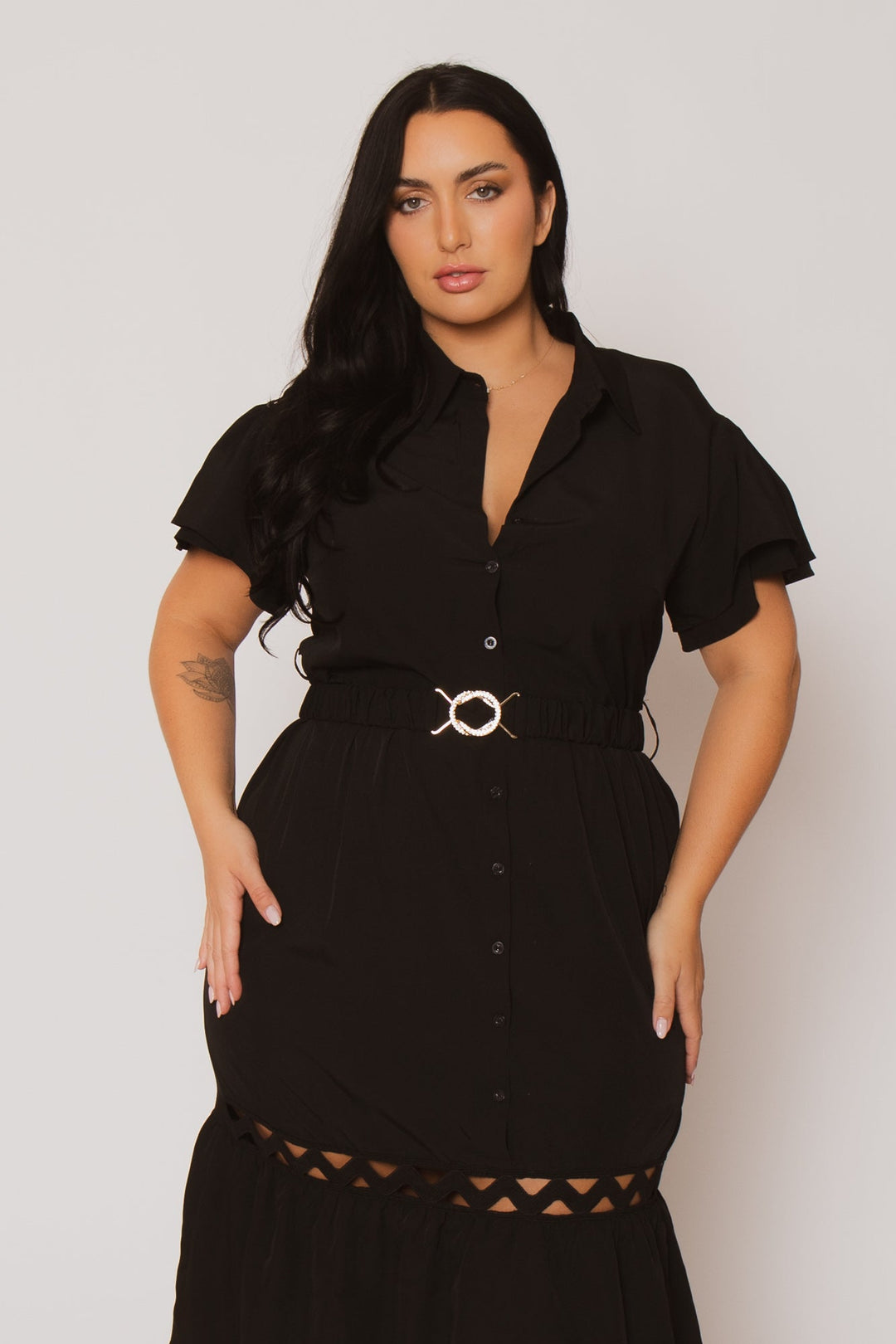 Fashion Space Dresses Plus Size Isla Tiered Dress -Black