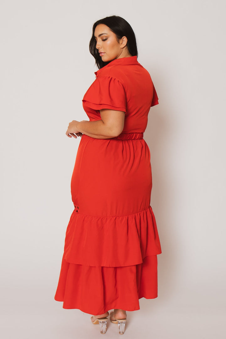 Fashion Space Dresses Plus Size Isla Tiered Dress - Red