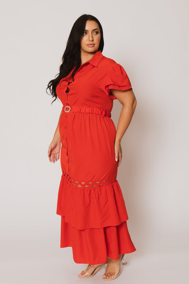 Fashion Space Dresses Plus Size Isla Tiered Dress - Red