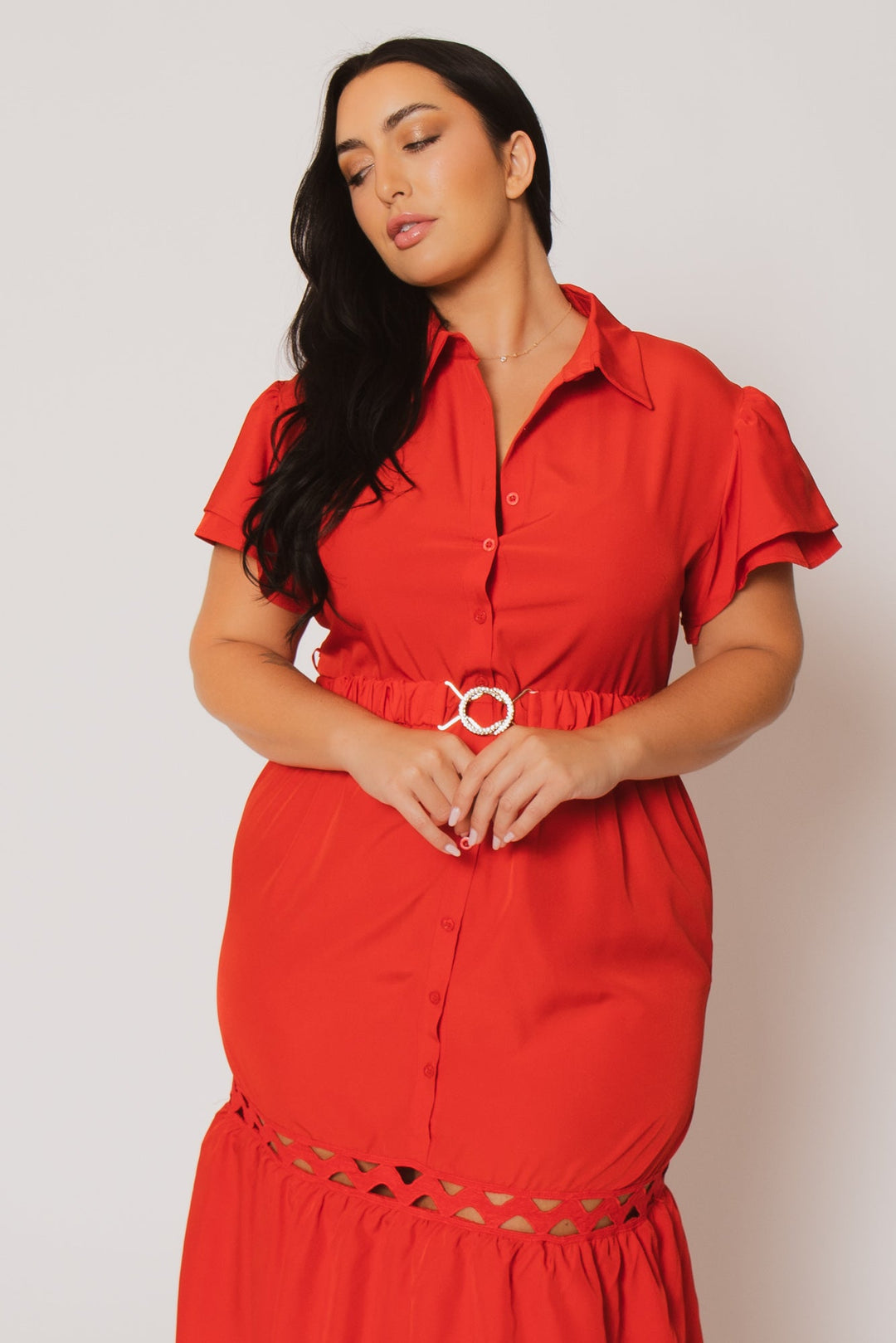 Fashion Space Dresses Plus Size Isla Tiered Dress - Red