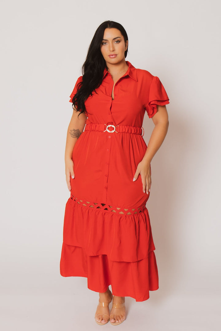 Fashion Space Dresses Plus Size Isla Tiered Dress - Red