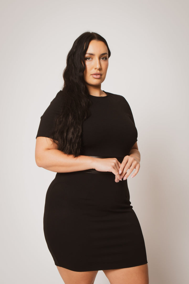 Curvy Sense Inc. Dresses Plus Size Ivanna Cinched Dress- Black