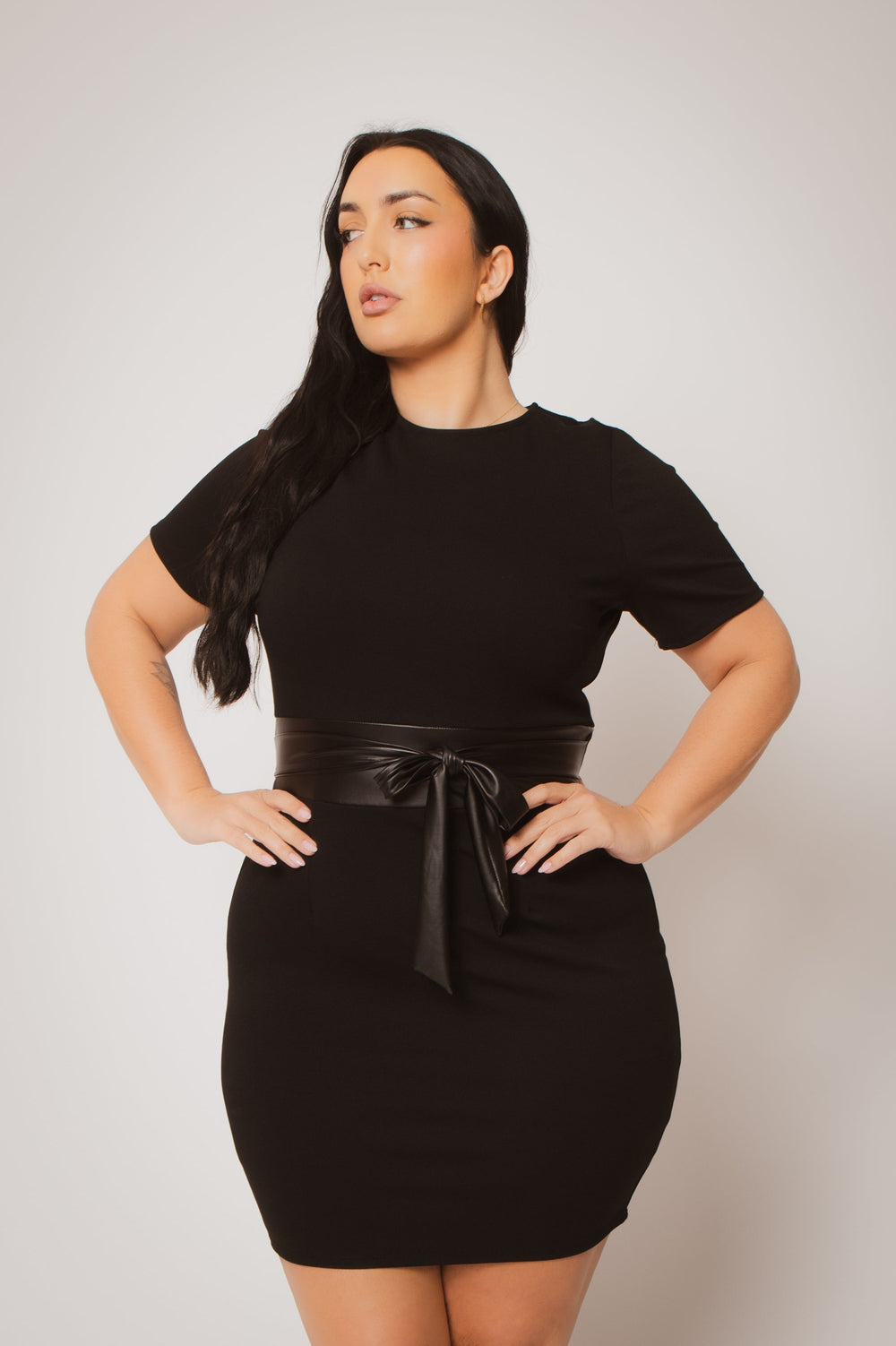 Curvy Sense Inc. Dresses Plus Size Ivanna Cinched Dress- Black