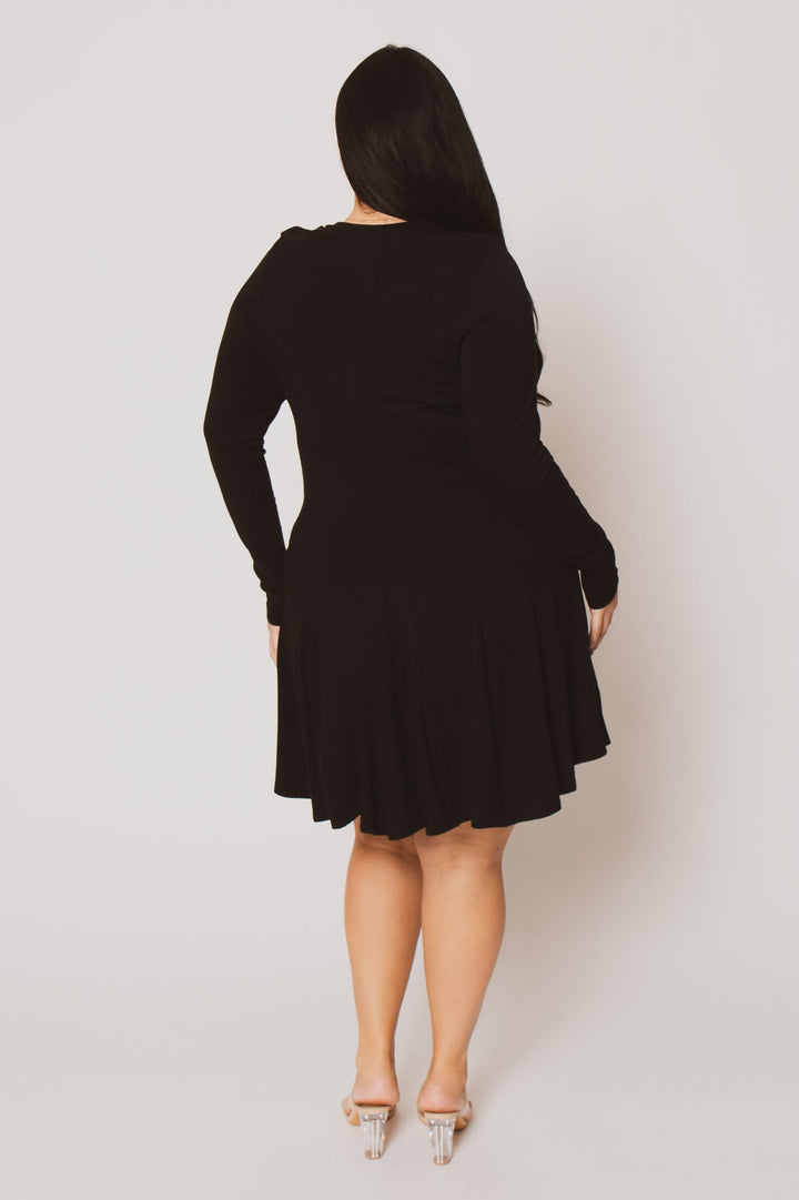 Curvy Sense Inc. Dresses Plus Size Janelle Lace Up Dress  - Black