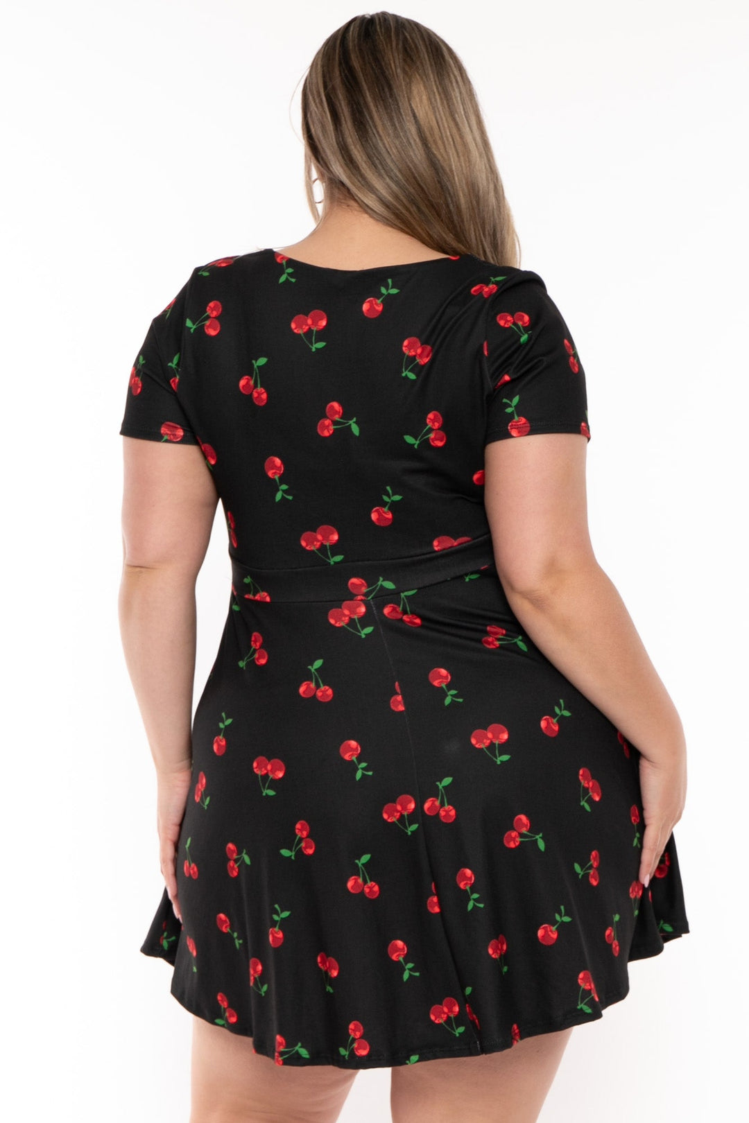 Curvy Sense Dresses Plus Size Jayne Cherry Flare Dress - Black