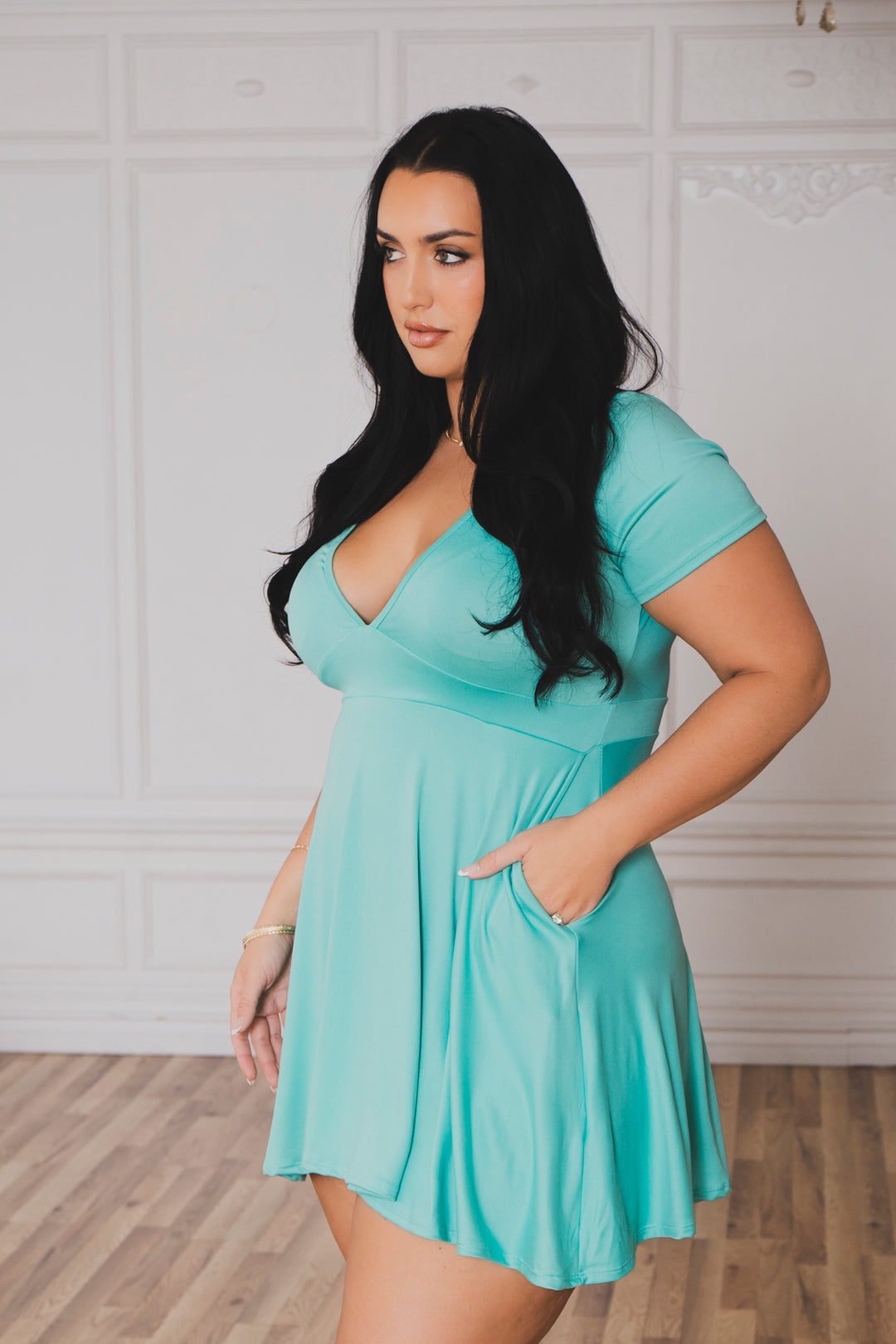 Curvy Sense Inc. Dresses Plus Size Jayne Flare Dress - Aqua