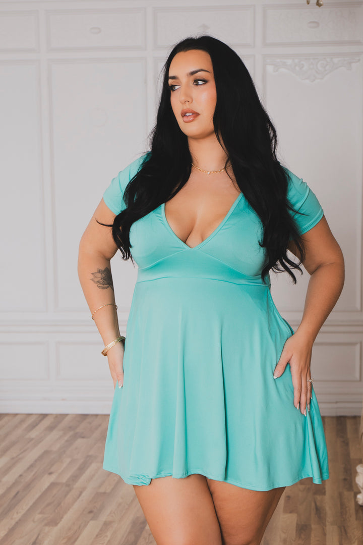 Curvy Sense Inc. Dresses Plus Size Jayne Flare Dress - Aqua