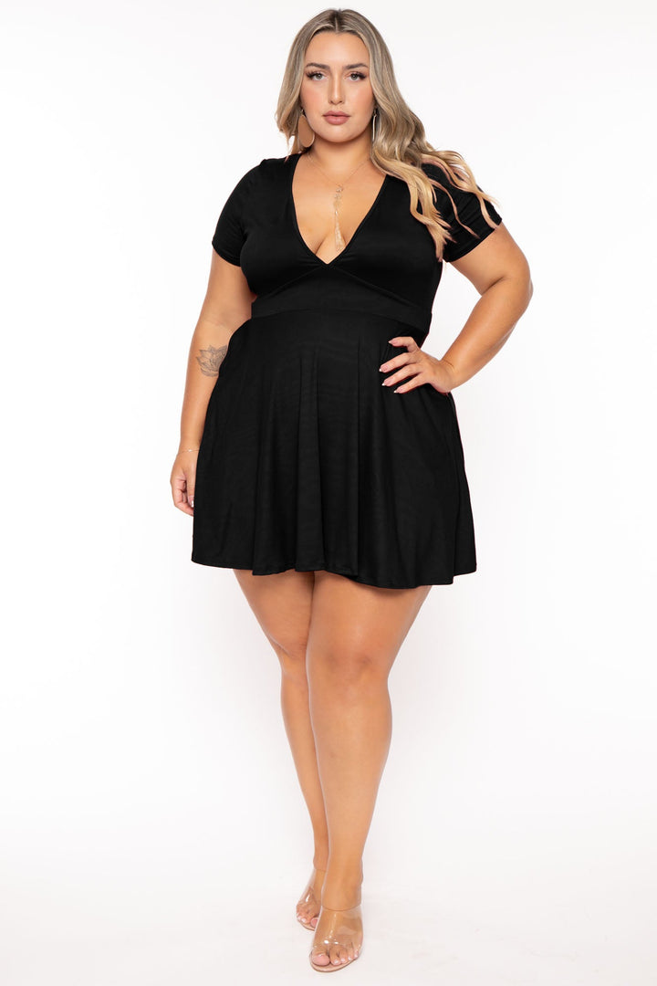 Curvy Sense Dresses 1X / Black Plus Size Jayne Flare Dress - Black