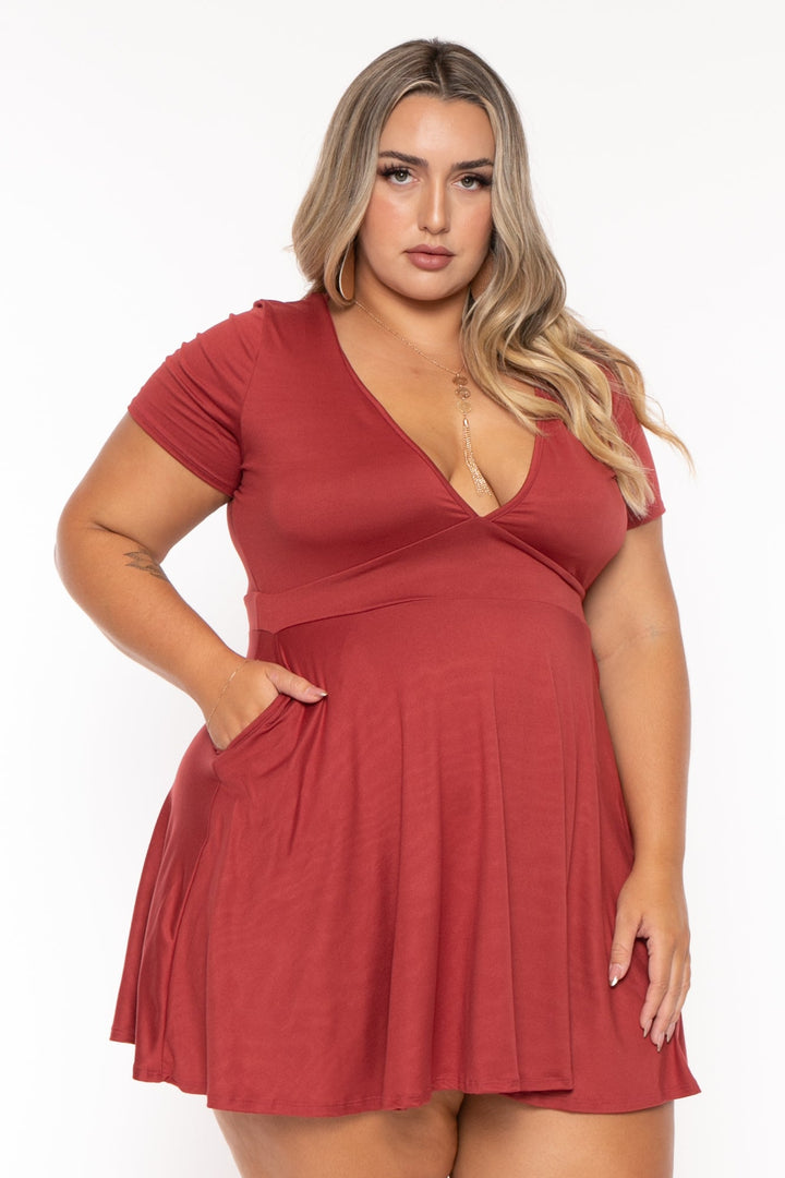 Curvy Sense Dresses Plus Size Jayne Flare Dress - Terracotta