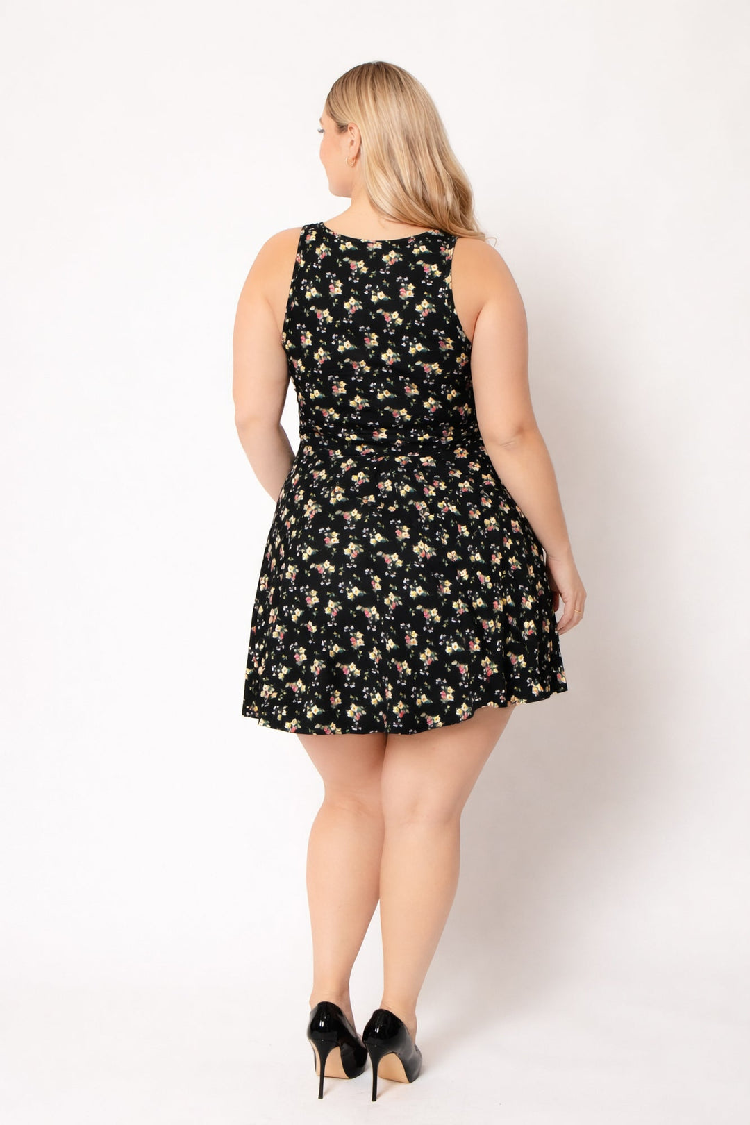 Plus Size Jeanine Flare Dress - Black 1X / Black at Curvy Sense Plus Size Jeanine Flare Dress - Black 1X / Black at Curvy Sense