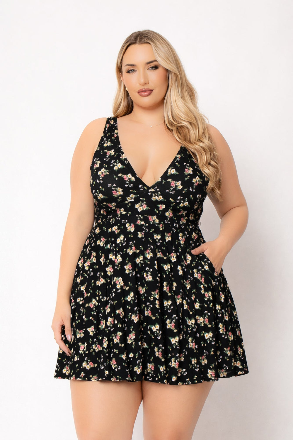 Curvy Sense Inc. Dresses Plus Size Jeanine  Flare Dress - Black