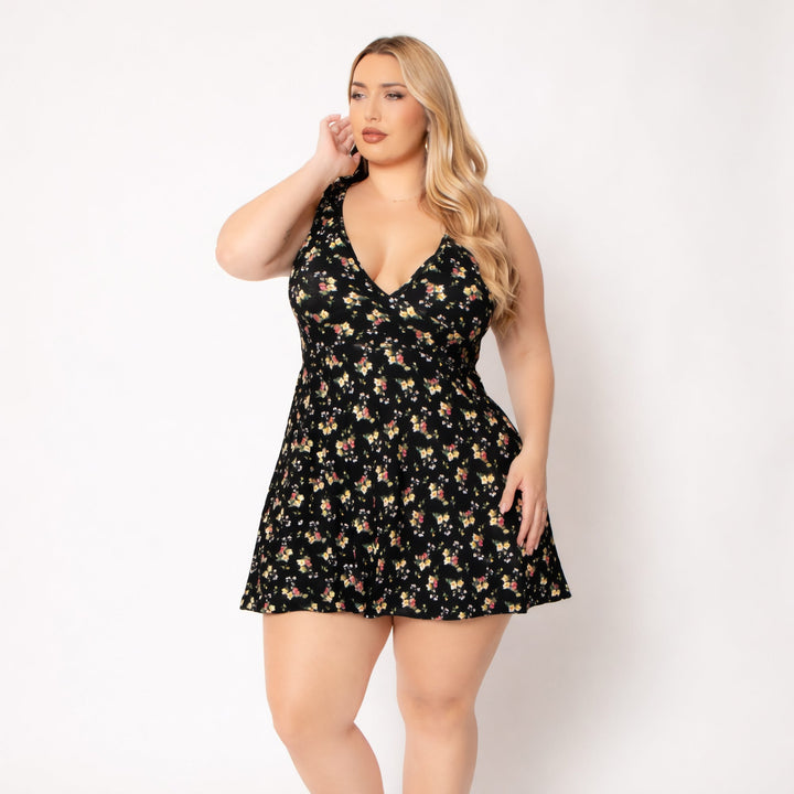 Curvy Sense Inc. Dresses Plus Size Jeanine  Flare Dress - Black