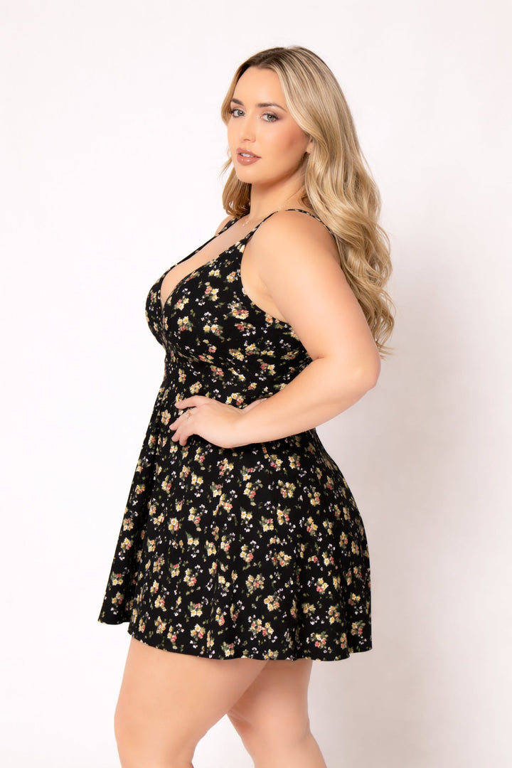 Curvy Sense Inc. Dresses Plus Size Jeanine  Flare Dress - Black