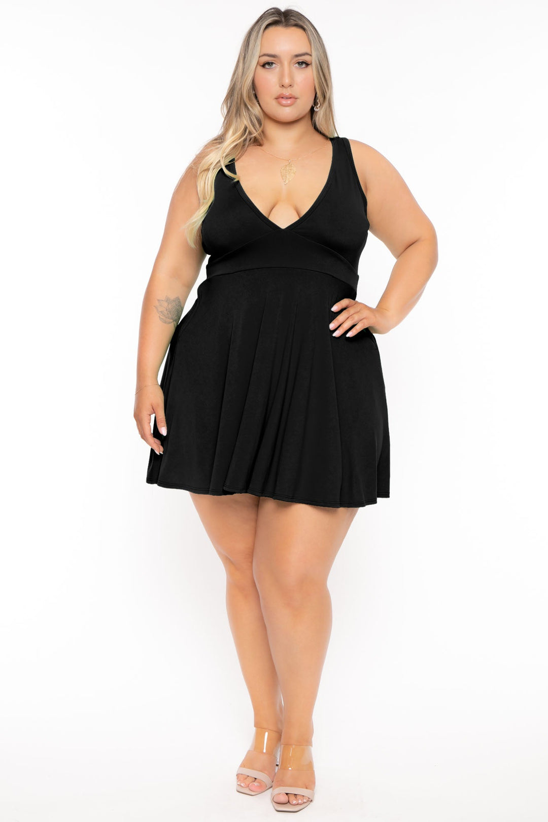 Plus Size Vicki Mesh Flare Dress - Black