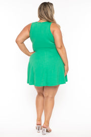 Curvy Sense Dresses Plus Size Jeanine  Flare Dress - Green
