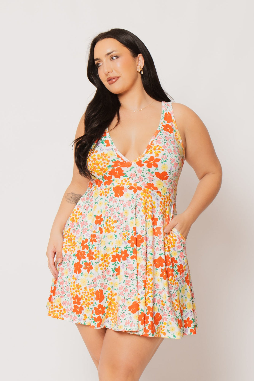 Women's Plus Size Jeanine Flare Dress - Orange - Curvy Sense Women's Plus Size Jeanine Flare Dress - Orange - Curvy Sense