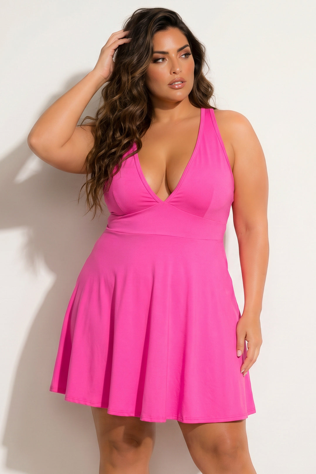 Curvy Sense Inc. Dresses Plus Size Jeanine Flare Dress - Pink