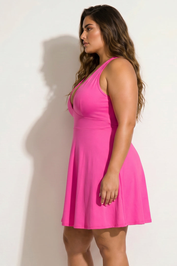 Curvy Sense Inc. Dresses Plus Size Jeanine Flare Dress - Pink