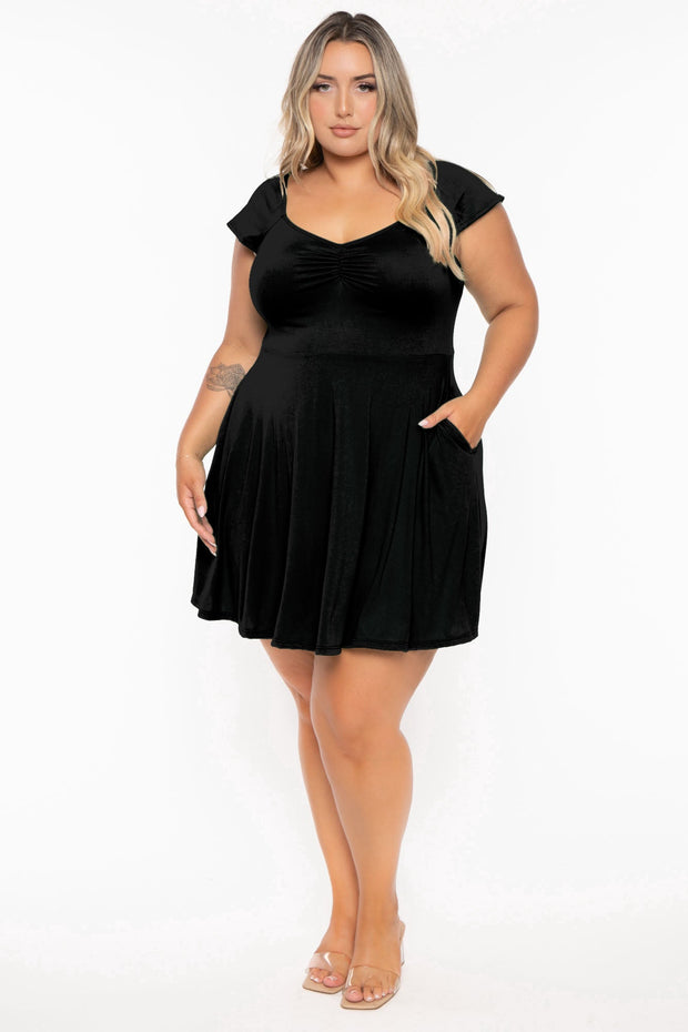 Curvy Sense Dresses 1X / Black Plus Size Jeanne Flare Dress - Black