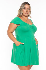 Curvy Sense Dresses Plus Size Jeanne Flare Dress - Green