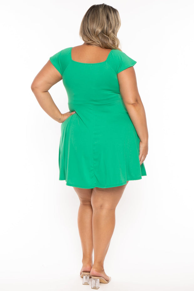 Curvy Sense Dresses Plus Size Jeanne Flare Dress - Green