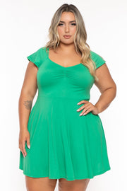 Curvy Sense Dresses 1X / Green Plus Size Jeanne Flare Dress - Green