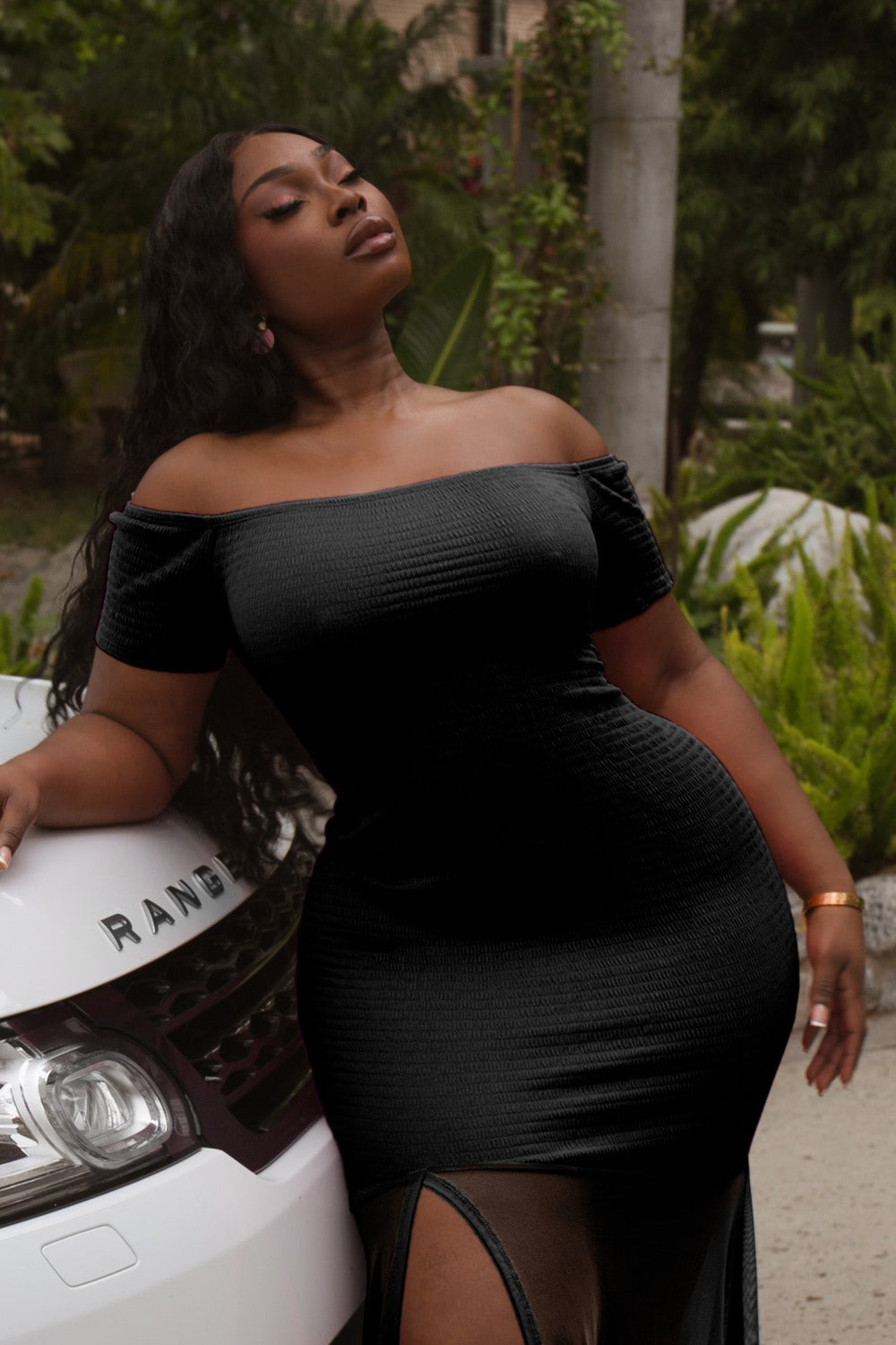 Curvy Sense Dresses Plus Size Jezebel Smocked Maxi Dress - Black