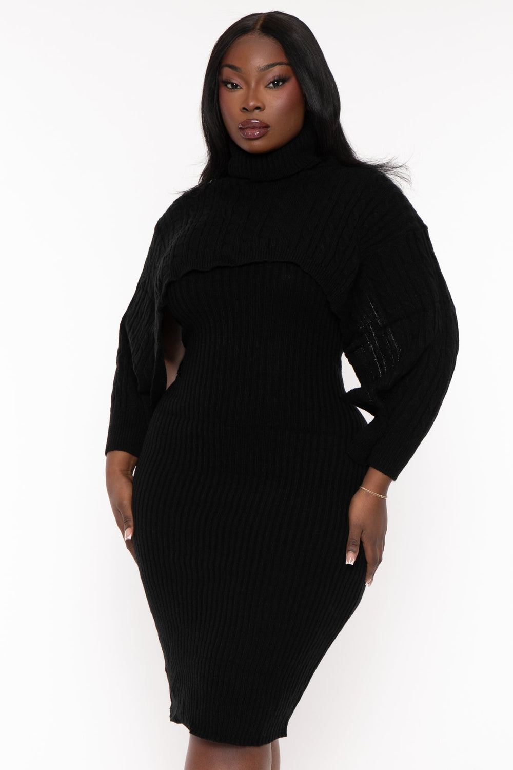 sweaterland Dresses Plus Size Joyce Sweater Matching Set - Black