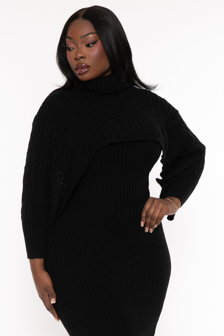 sweaterland Dresses Plus Size Joyce Sweater Matching Set - Black