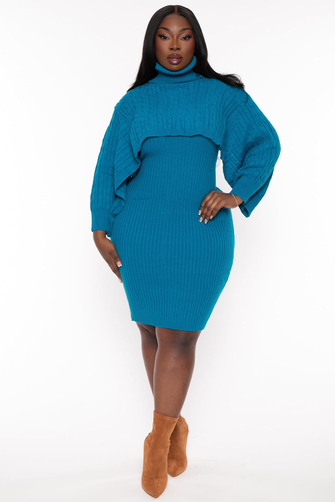 sweaterland Dresses 1X / Blue Plus Size Joyce Sweater Matching Set - Blue