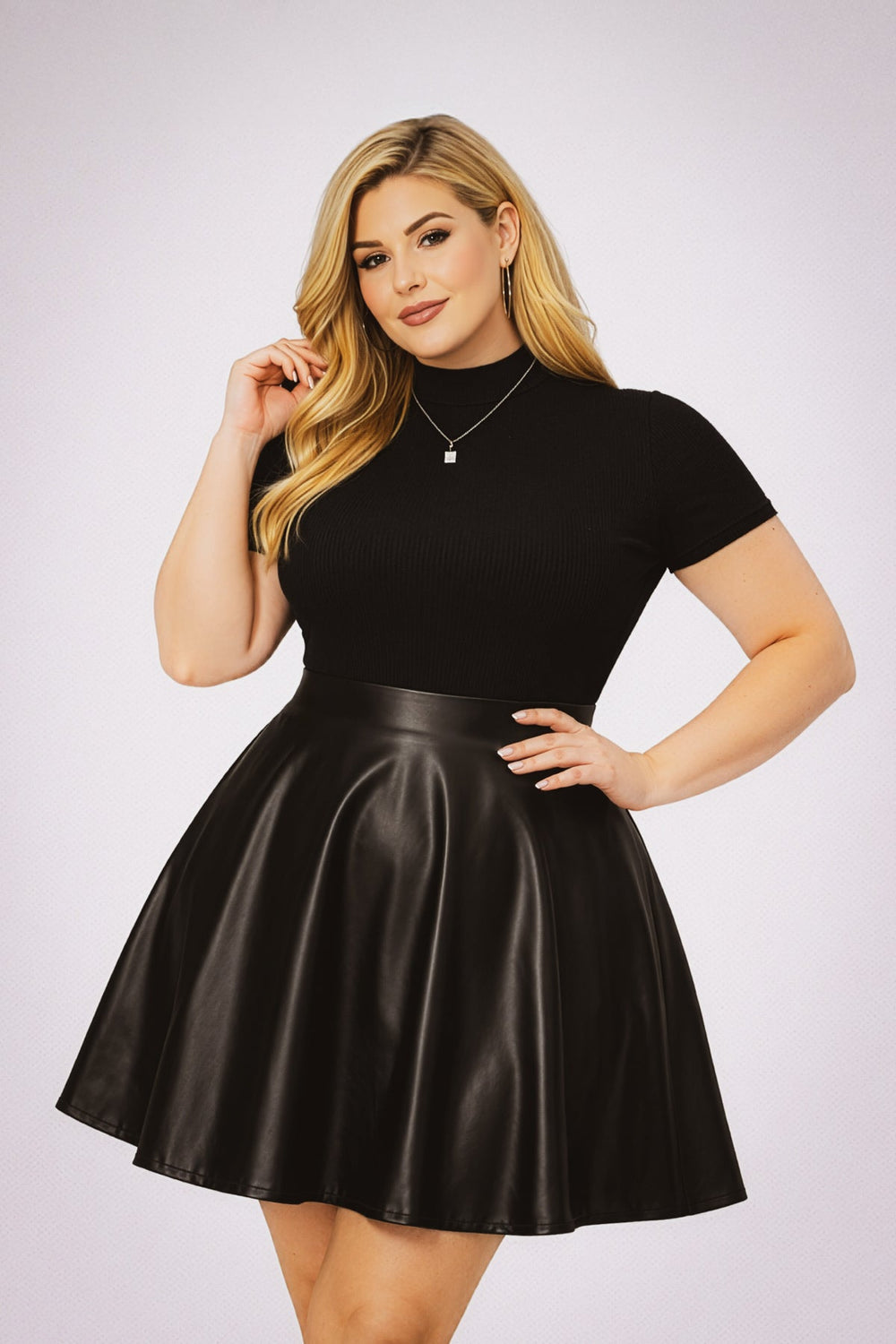Curvy Sense Inc. Dresses Plus Size Juliette Mock Neck Dress - Black