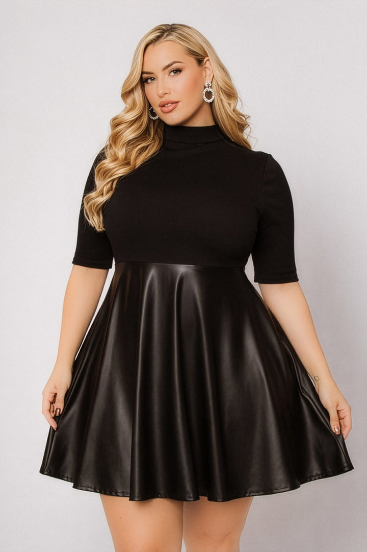Curvy Sense Inc. Dresses Plus Size Juliette Mock Neck Dress - Black
