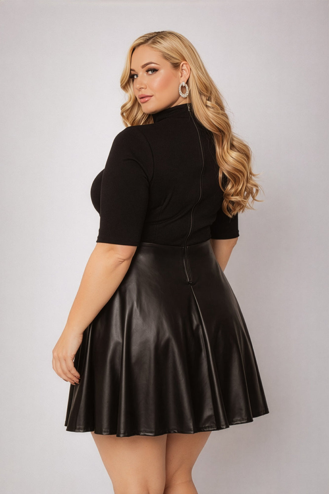 Curvy Sense Inc. Dresses Plus Size Juliette Mock Neck Dress - Black