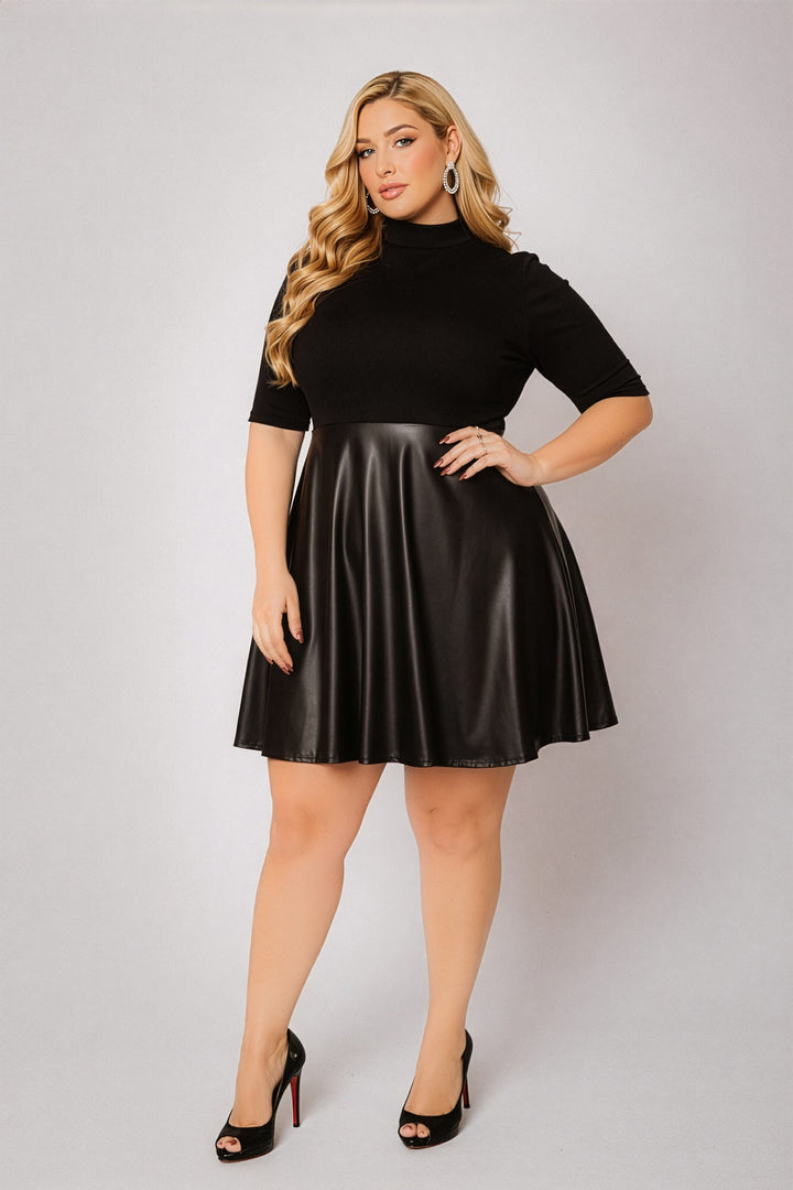 Curvy Sense Inc. Dresses Plus Size Juliette Mock Neck Dress - Black