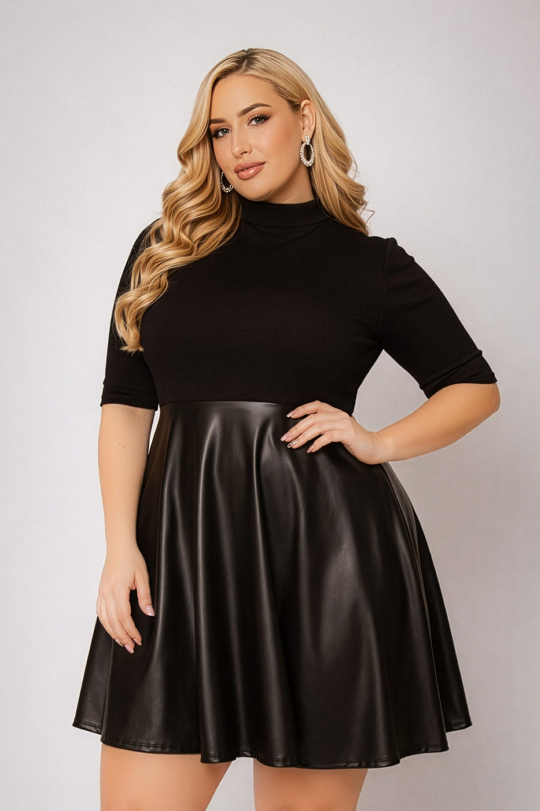 Curvy Sense Inc. Dresses Plus Size Juliette Mock Neck Dress - Black