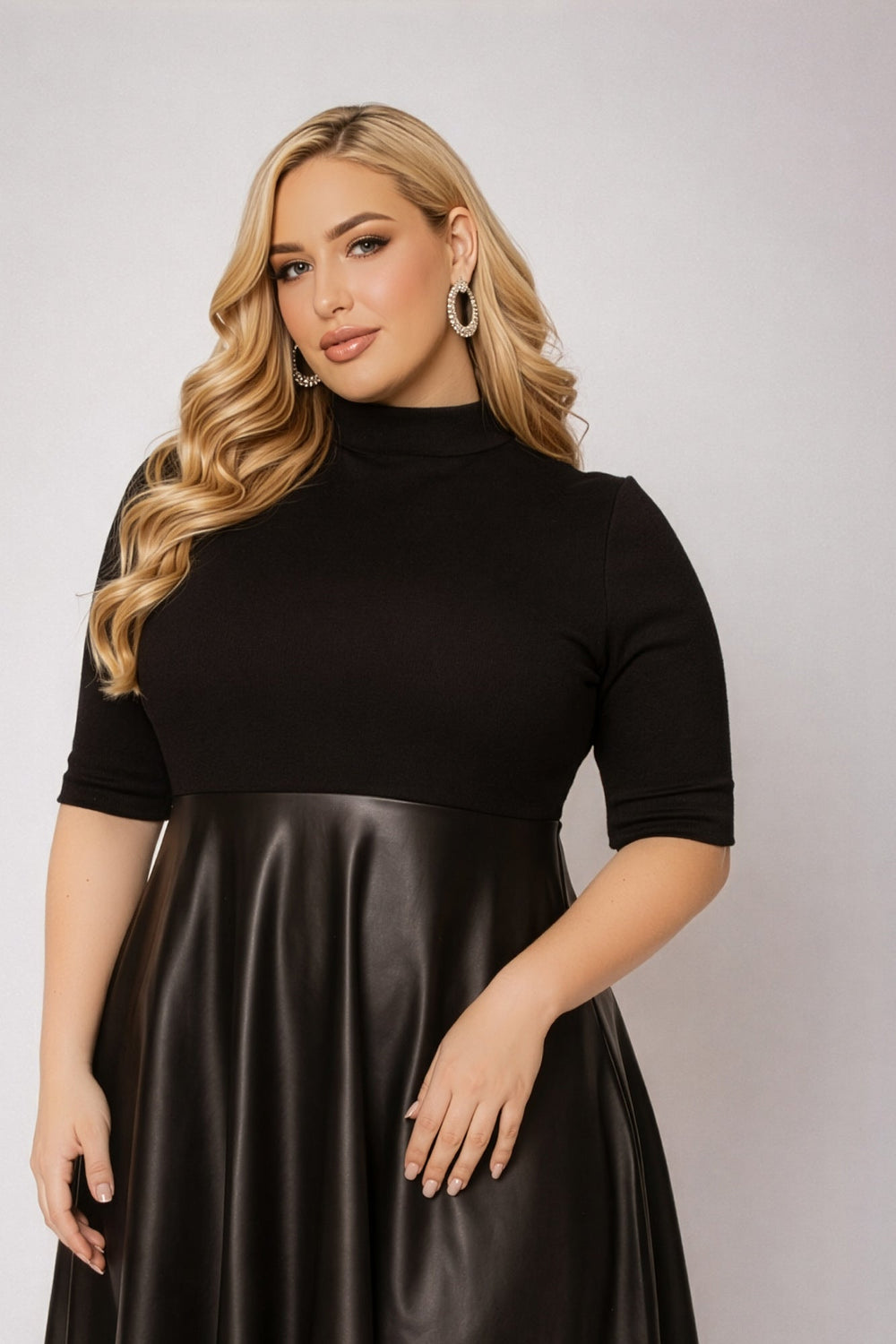 Curvy Sense Inc. Dresses Plus Size Juliette Mock Neck Dress - Black