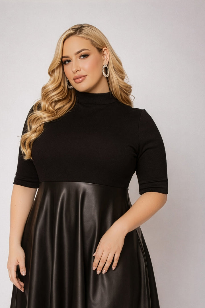 Curvy Sense Inc. Dresses Plus Size Juliette Mock Neck Dress - Black