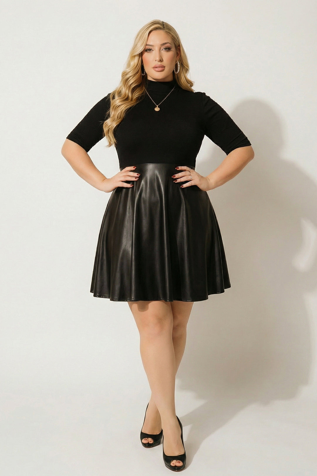 Curvy Sense Inc. Dresses Plus Size Juliette Mock Neck Dress - Black