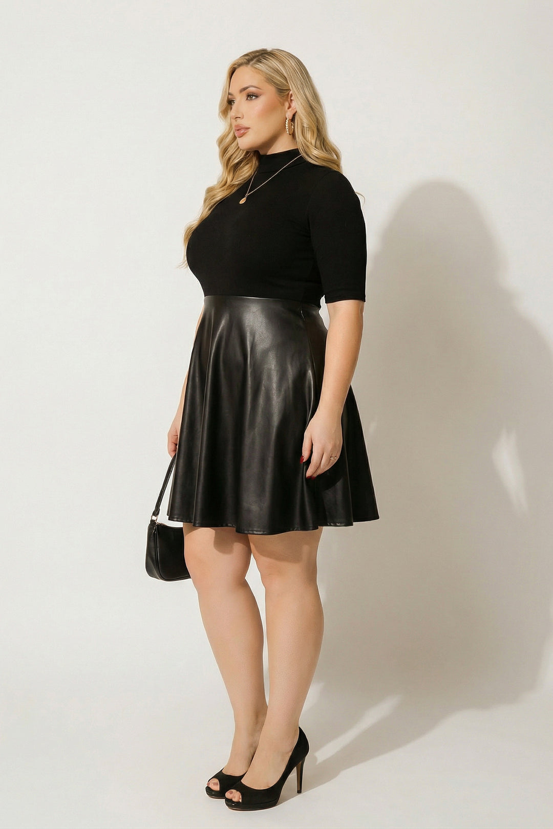 Curvy Sense Inc. Dresses Plus Size Juliette Mock Neck Dress - Black